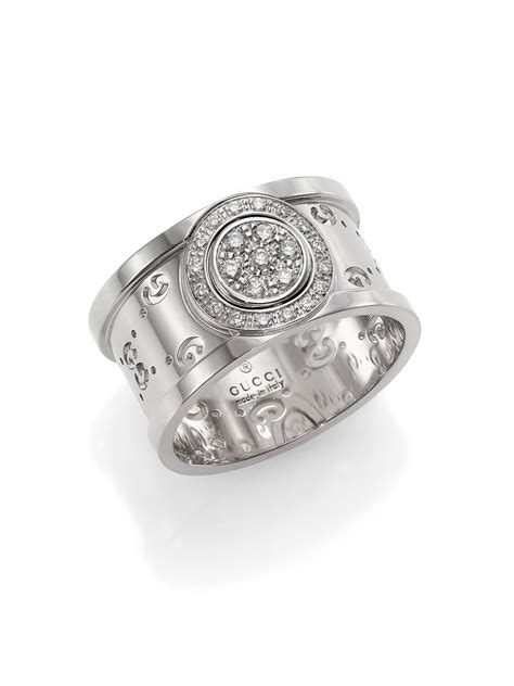 gucci ring 18k white gold|Gucci gold textured icon ring.